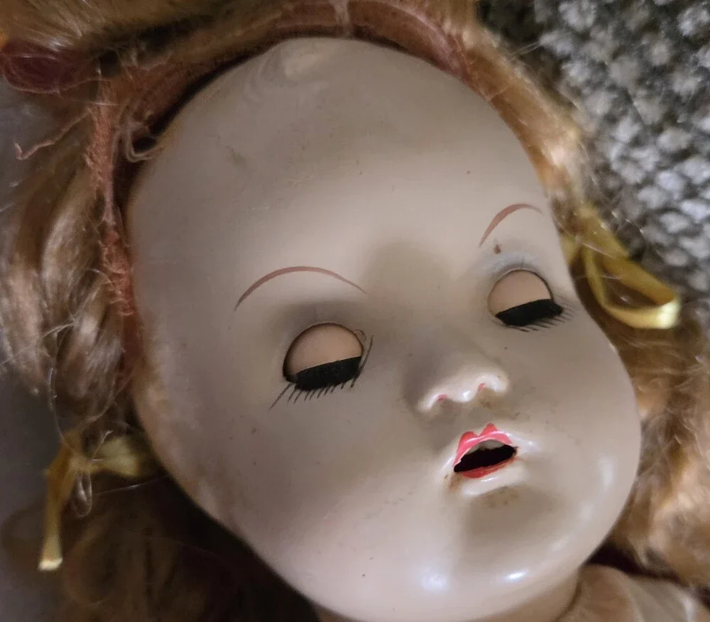 Vintage Baby Doll Cries & Sleeps Teeth Composition Head